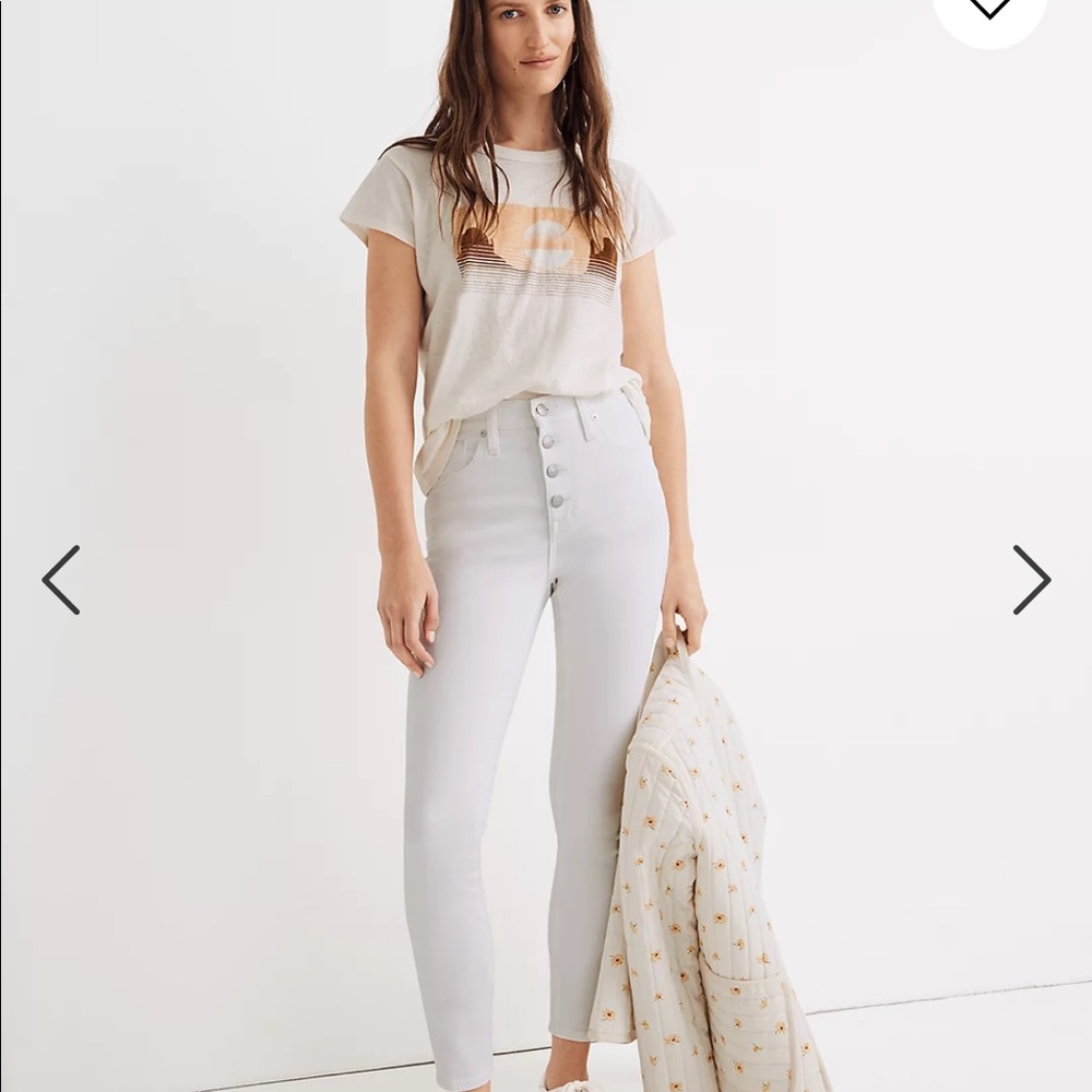 Madewell 10” white high rise skinny crop jeans